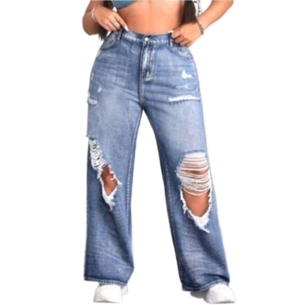 Women's Plus Size Super trendy wide leg Distressed Jeans sz 2x
